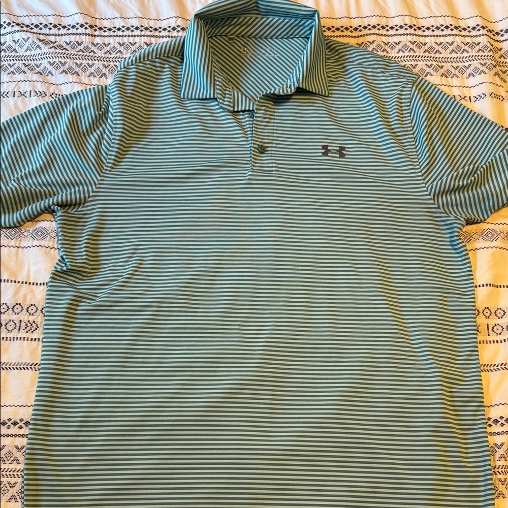 Under Armour Men's Polo Shirt - Teal Stripes